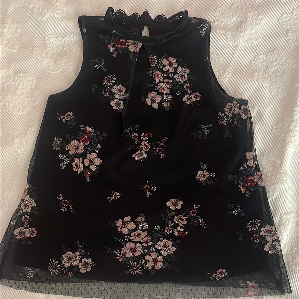 BCX Black Floral Camisole